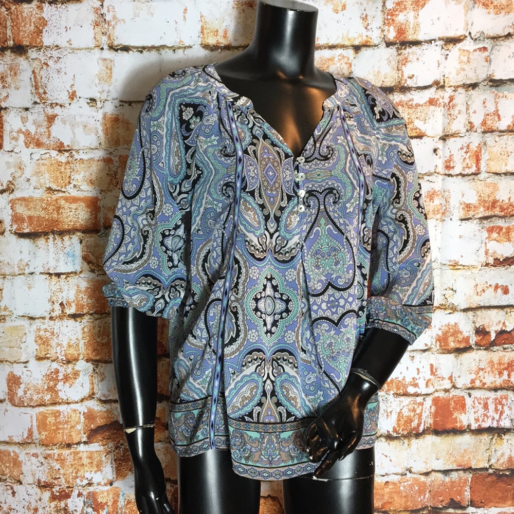Alice Blue Stitch Fix Paisley Print Sheer Blouse